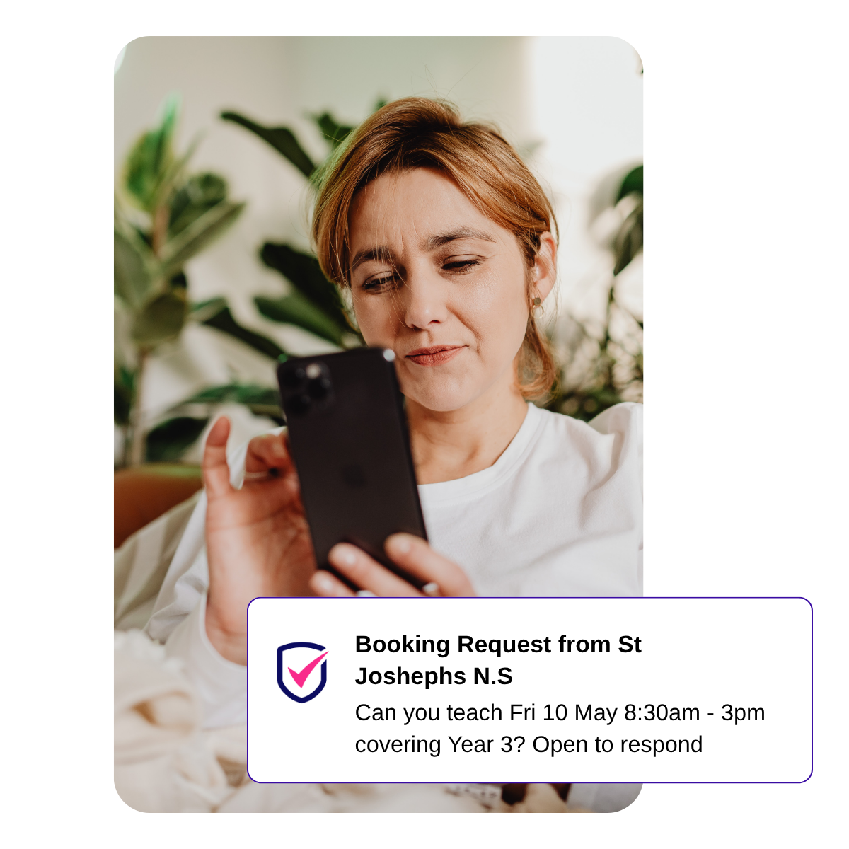 Substitute teacher using ClassCover on mobile